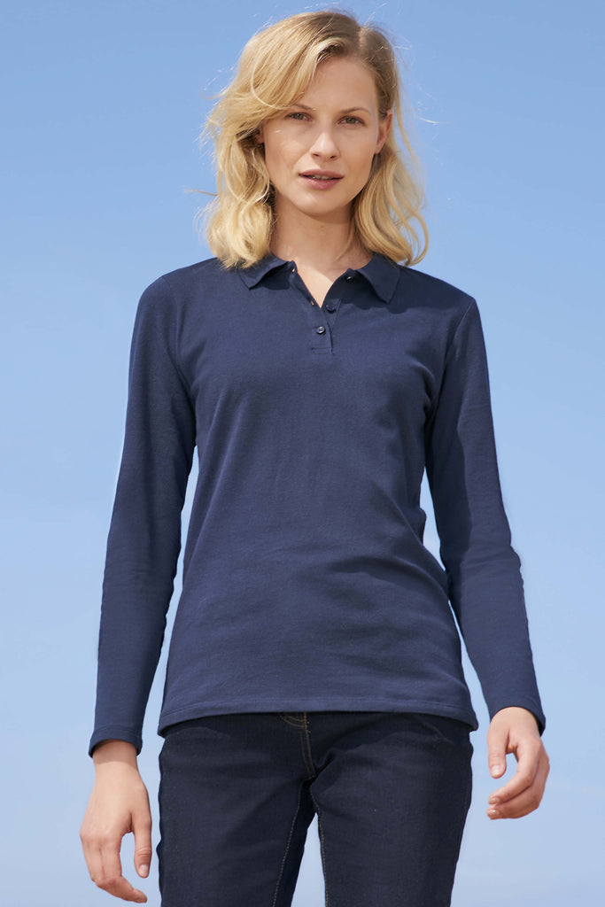 POLO MANCHES LONGUES FEMME MAILLE PIQUÉE - 02083